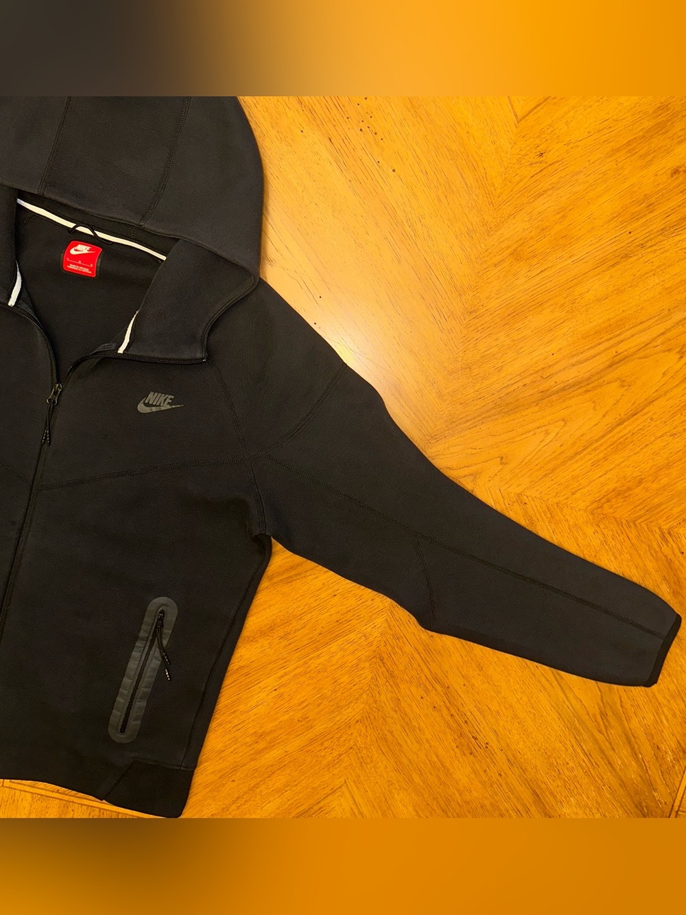 Nike Tech Hoodie Jacket Mens Large Black Fleece Windrunner Full Zip FB7921-010